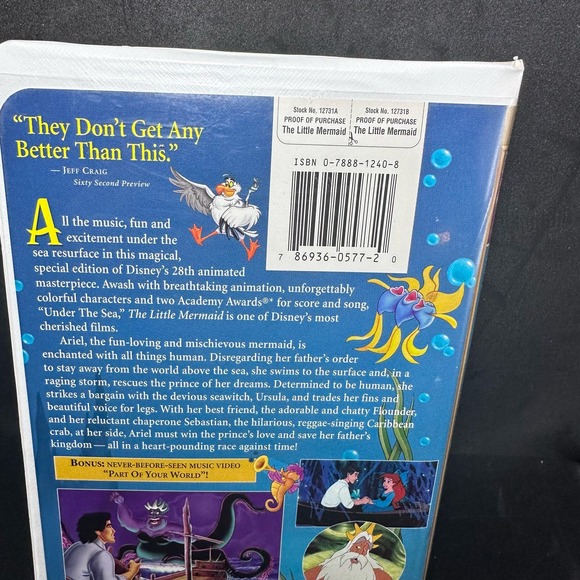 The Little Mermaid VHS Fully Restored Special‎ Edition Masterpiece Collect 1998 - Picture 7 of 13